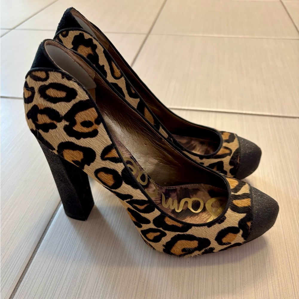 Sam Edelman Leopard Print Heels with Black Accents